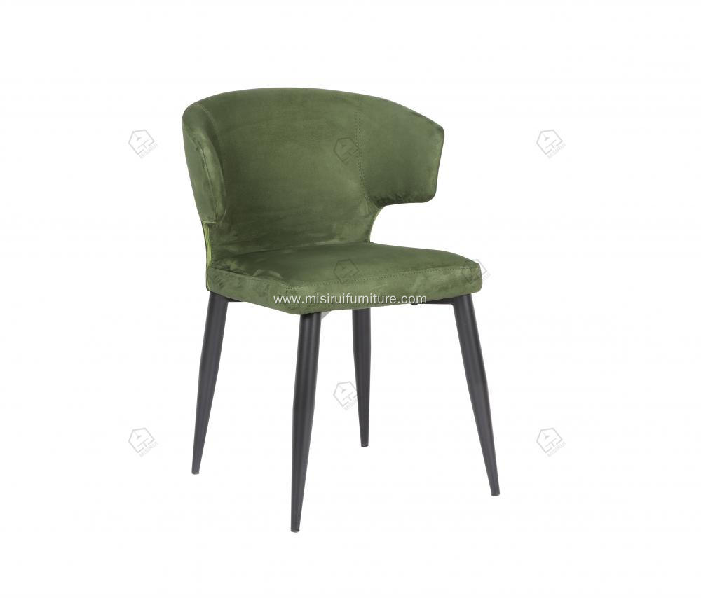 Green genuine leather black matte painted feet chairs