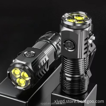 3LED Mini Rechargeable Flashlight - Waterproof EDC Torch with Pen Clip and Tail Magnet