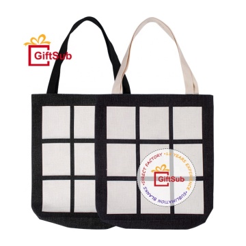 Custom 39*36cm Sublimation Linen Tote Bags with 9 Panel Photo Prints - Wholesale Options for Shopping Holders