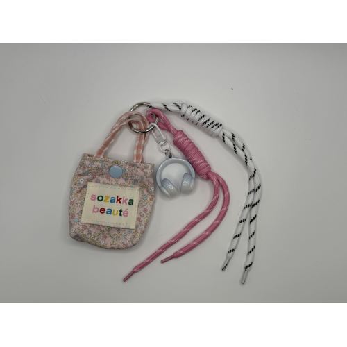 Lindo llavero de felpa con mini bolso de flores, dije portátil