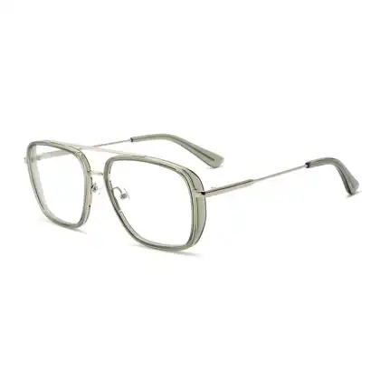 Best Customized Logo Double Bridge Transparent Green Acetate Eye Glasses Frame Optics Eyewear