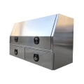 Aluminum flat plate truck bed tool storage box