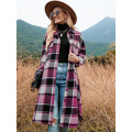 Frauen Lounge Revers Button Plaid Jacke