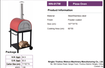 Red Stainless Steel Portable Pizza Oven for Backyards