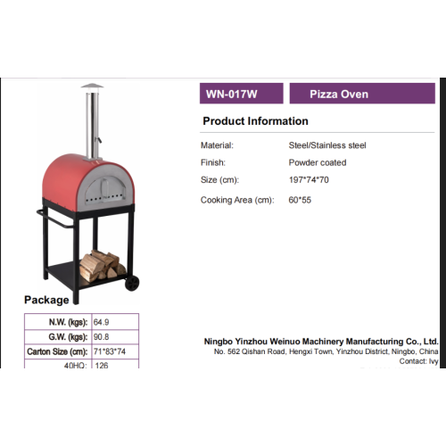 Red Stainless Steel Portable Pizza Oven for Backyards