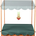 Wooden Kids Sandbox Convertible Canopy Covered Sandbox