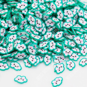 5*6mm Most Hot Selling Smile Faces Expression Green Cucumber Cloud Shape Miniature Polymer Clay Nail Art Stickers for Girls