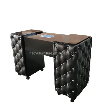 black nail tech tables station with 6 drawers dust collector nail tables