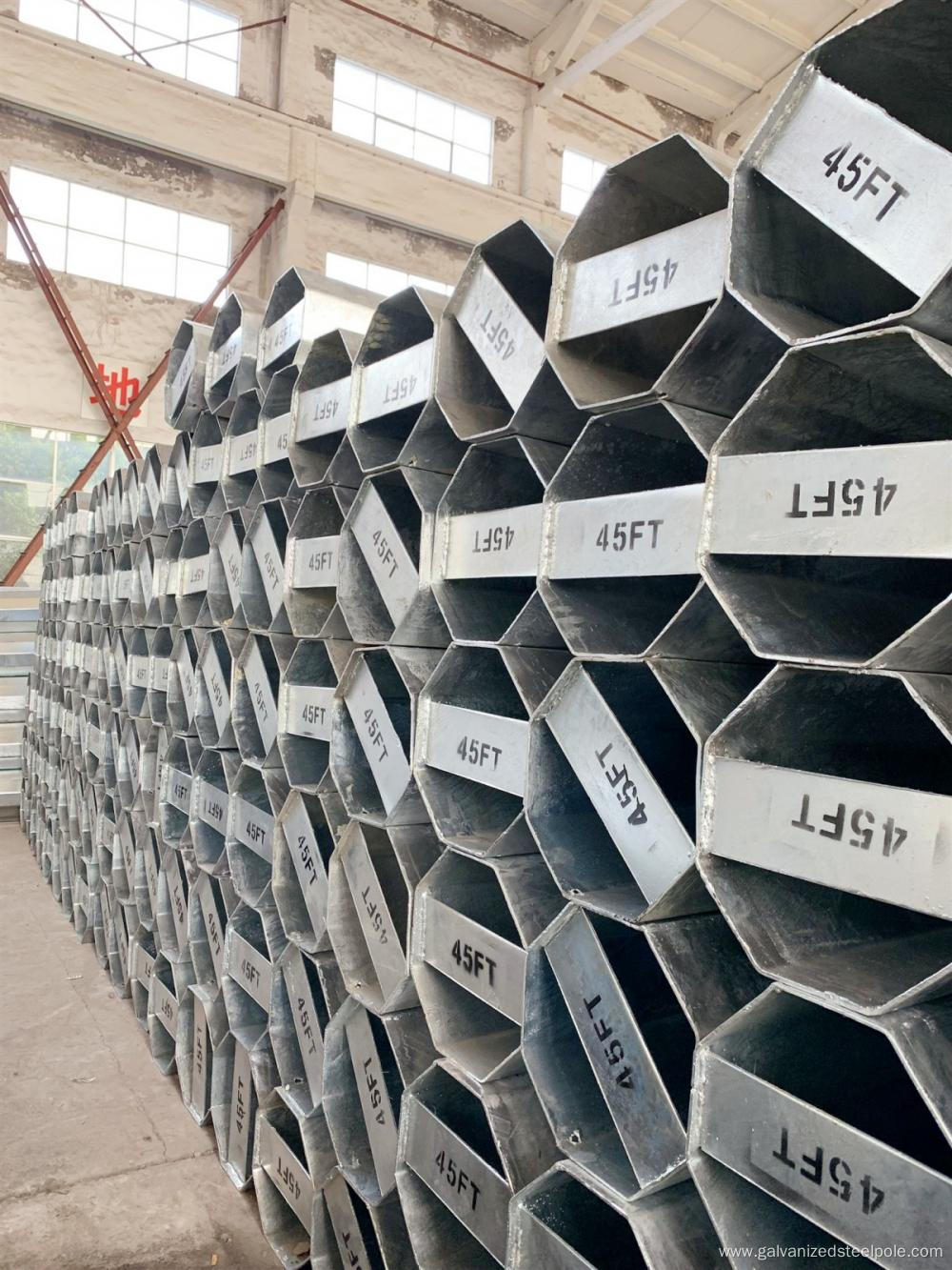 13.5M hot dip galvanized octagonal steel pole