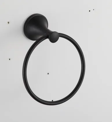 Hotel Bathroom Towel Ring Hanger Simple Design Black Matte Towel Ring Holder