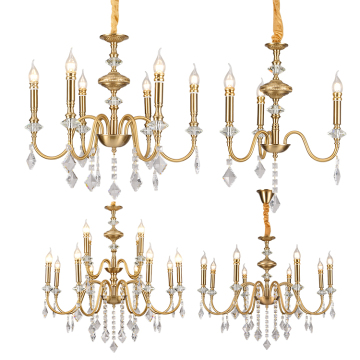 Modern Crystal Pendant Chandelier: Retro Decorative Hanging Iron Lighting