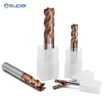 Köşe yarıçapı 55HRC 4Flutes End Mills Altisin Kaplama