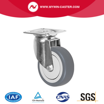 2 "Salutan Zink Tidak Plat atas Brake Tunggal Ball Bearing On TPR Dengan Big Cover /PP Core Europe Type Light Duty Caster Wheels