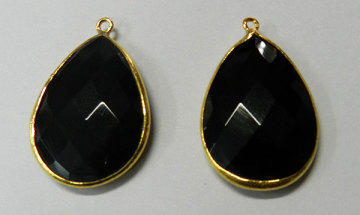 925 Sterling silver Black Onyx Bezel setted connector