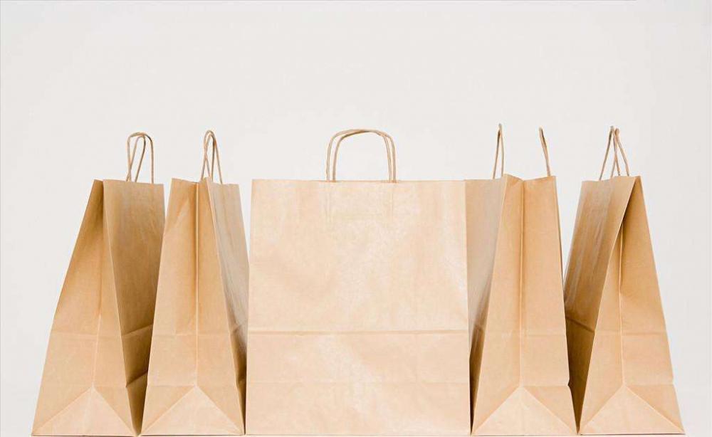 Compras automáticas Bolsas de papel Kraft Glue lateral