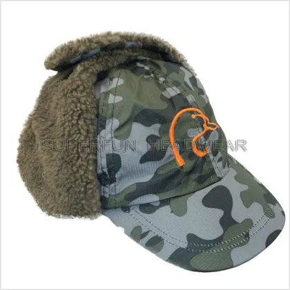 2013 latest custom design camouflage artificial winter caps and lei feng caps