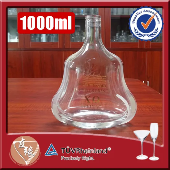 High-end quality custom made cork 1l glass bottle for alcohol drink