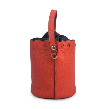 Mansur Gavriel Straw & Saffiano Leather Bucket Bag