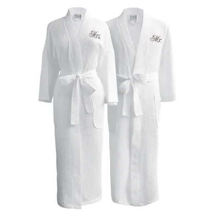 Mr & Mrs Spa Couple Waffle Bathrobe Set