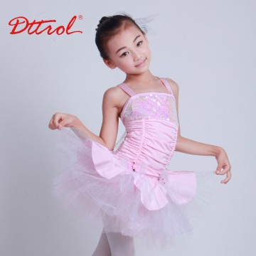 Elegant princess pink sleeveless ballet tutu childern dance costume dress D032004