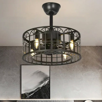 Caged Industrial LED Ceiling Fan with Light