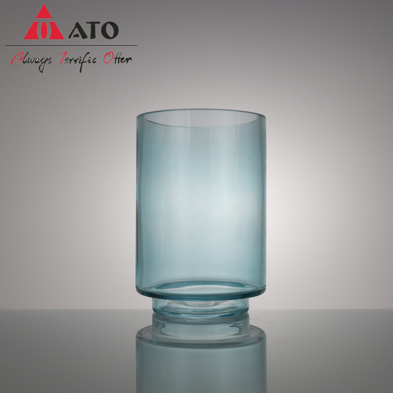Design exclusivo decoração de casa vaso de planta de vidro azul