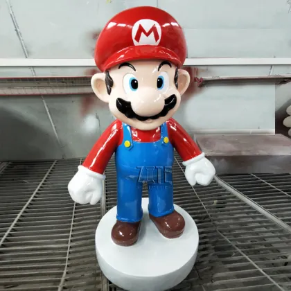 Outdoor Cartoon Worker Character Life Size Fiberglass Super Hero Mario Statue