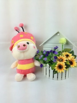 Pink Stuffed Cute Plush Soft Pig Bee Toy