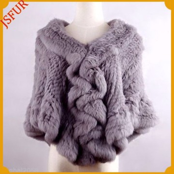 Hot sale top quality colourful beauty women handmade rabbit fur poncho
