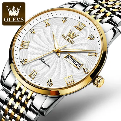 OLEVS 6630 Men Watch Luxury Automatic Mechanical Stainless Steel Watches Fashion Business Hollow Design Wrist Watch for Man