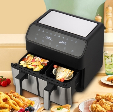 8L ze stali nierdzewnej podwójny kosz na ekran dotykowy Air Fryer - Bez oleju elektryczny piekarnik LED