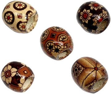 100 Mixed Painted Drum Wood Spacer Beads 17x16mm