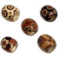 100 Mixed Painted Drum Wood Spacer Beads 17x16mm