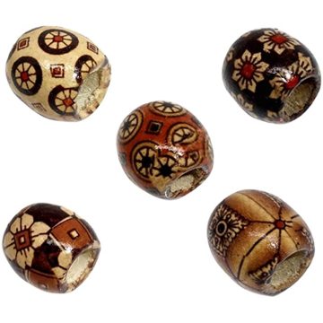 100 Mixed Painted Drum Wood Spacer Beads 17x16mm