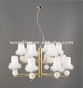 Modern fabric shade chandelier D1118B-8+6WH