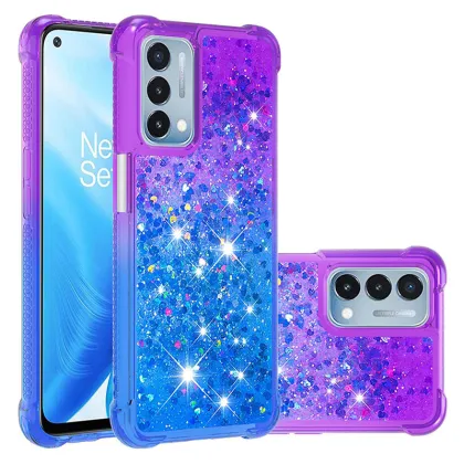 Four Corners Anti-Fall Liquid Glitter Quicksand Phone Case for OnePlus Nord N200 5G/N300 5G