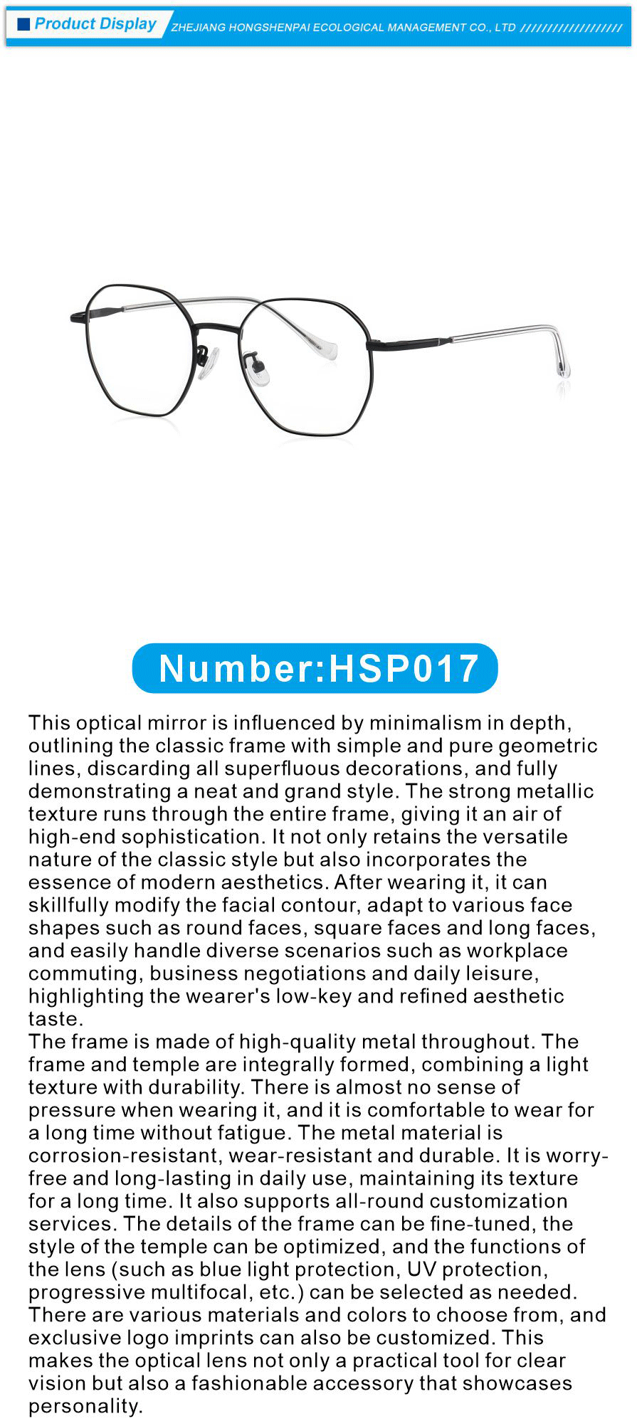 Metal Frame Prescription Glasses for Near Vision