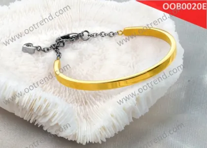 18K golden plated Stainless steel balance bracelet with heart charms anad heart clasp, heart by heart
