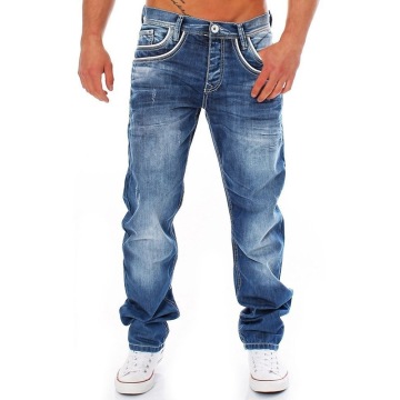 Calça jeans masculina personalizada por atacado com perna reta