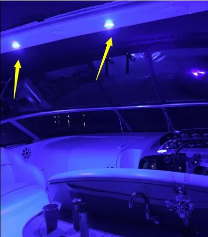 12V Marine Boat LED Ceiling Courtesy Light - RGBW Interior Lamp (White+Blue)
