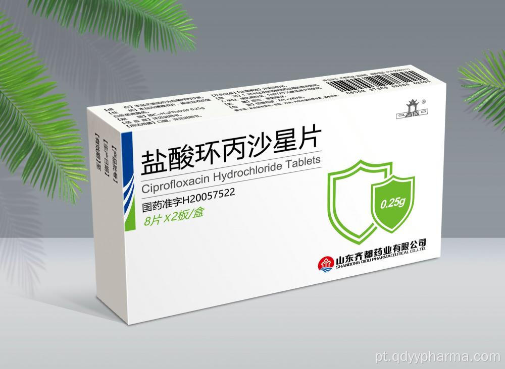 Comprimidos de cloridrato de ciprofloxacina 250mg