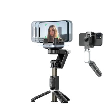 Stabilizzatore gimbal con controllo wireless, treppiede rotante e tracciamento della faccia automatica per i telefoni