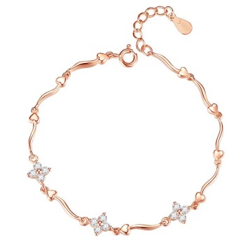 Bracciale fortunato a quattro foglie oro con ciondolo cristallino