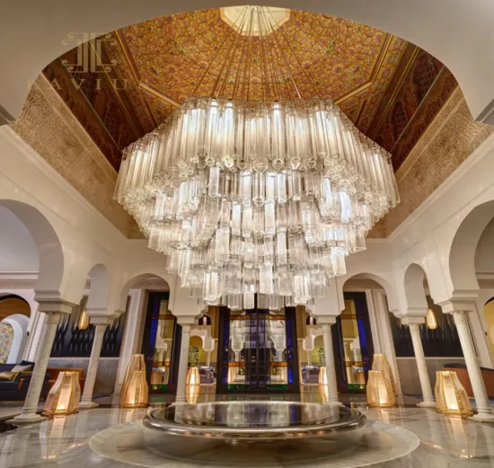 Large crystal chandelier for banquet hall