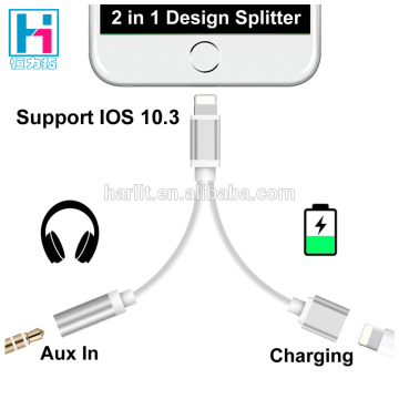 Upgraded New 2 in 1 Audio Charge Adapter Cable For iPhone 7 With 3.5 Jack Aux Support Latest IOS 10.3.2 System