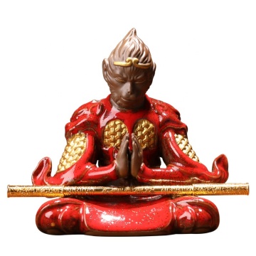 Chinese Sun Wukong Tea Pet Statue - Ceramic Monkey King Figure for Home Decor