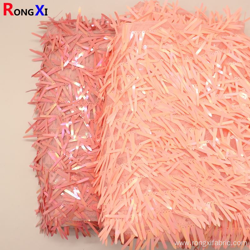 4.5mm*4cm Hot Selling Sequin Fabric With Fringe