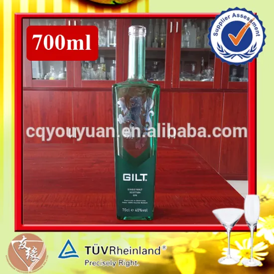 custom design 700ml glass bottle for alcohol / vodka