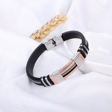 Wholesale New Silicone Titanium Steel Couple Bracelets