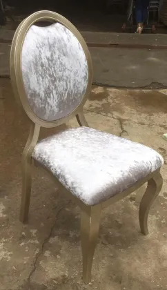 Factory Sale Wood Grain Stackable White Dining Banquet Aluminum Louis Chair